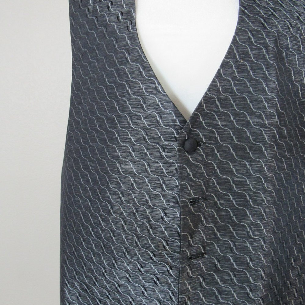 Bill Blass Gray Button Up Formal Vest Prom Wedding w/ Bow Tie XXL - Picture 4 of 9